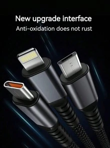 三合一100W快充线，具备智能超级充电功能，支持多接口充电。兼容USB Type-C、Micro USB和Type-C充电线以及USB-C数据线。兼容 16/16 Pro/16 Pro Max/16 Plus/15/15 Pro/15 Plus/15 Pro Max，兼容三星手机，是理想的圣诞节/居家礼物。 - 黑色 - 查看 8