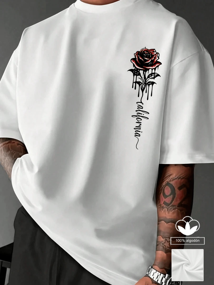 Camiseta Casual Hombre Algodón 100% - Estampado Moderno, Corte Cómodo y Fresco - Ideal Para Todo