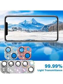 1 件适用于 11/12/13/14/15/16 Pro/Pro Max/Plus 和 13 Mini 相机镜头保护膜，闪亮 3D 水钻闪光水钻 9H 钢化玻璃相机盖防刮防震镜头屏幕全保护套紫色防水防摔防指纹全盖适用于日常防护、办公室、家庭闪亮水晶手机相机盖防刮 - 淺灰紫 - 查看 4