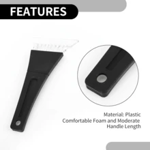 1 Pieza Pala de hielo para auto - Mango de plástico negro + Hoja antiarañazos transparente Pala portátil para descongelar y deshelar parabrisas/ventanas para auto/SUV/camión/autocaravana Herramienta quitanieves de invierno - Negro - Ver 6