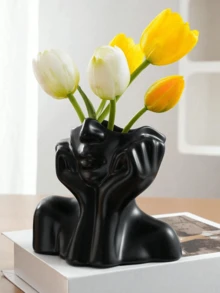 Resin Vase, Female Head And Bust Vase Bohemian Simple Ornaments Modern Nordic Style Flower Arrangement Vase Is Suitable For Home Living Room Office Bookshelf Decoration. Also Suitable For Kitchen Storage And Other Purposes.