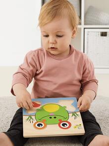 Wooden Puzzle Animals Shapes Characters Educational Sensory Montessori Children's Toy - CON ẾCH - Xem 4