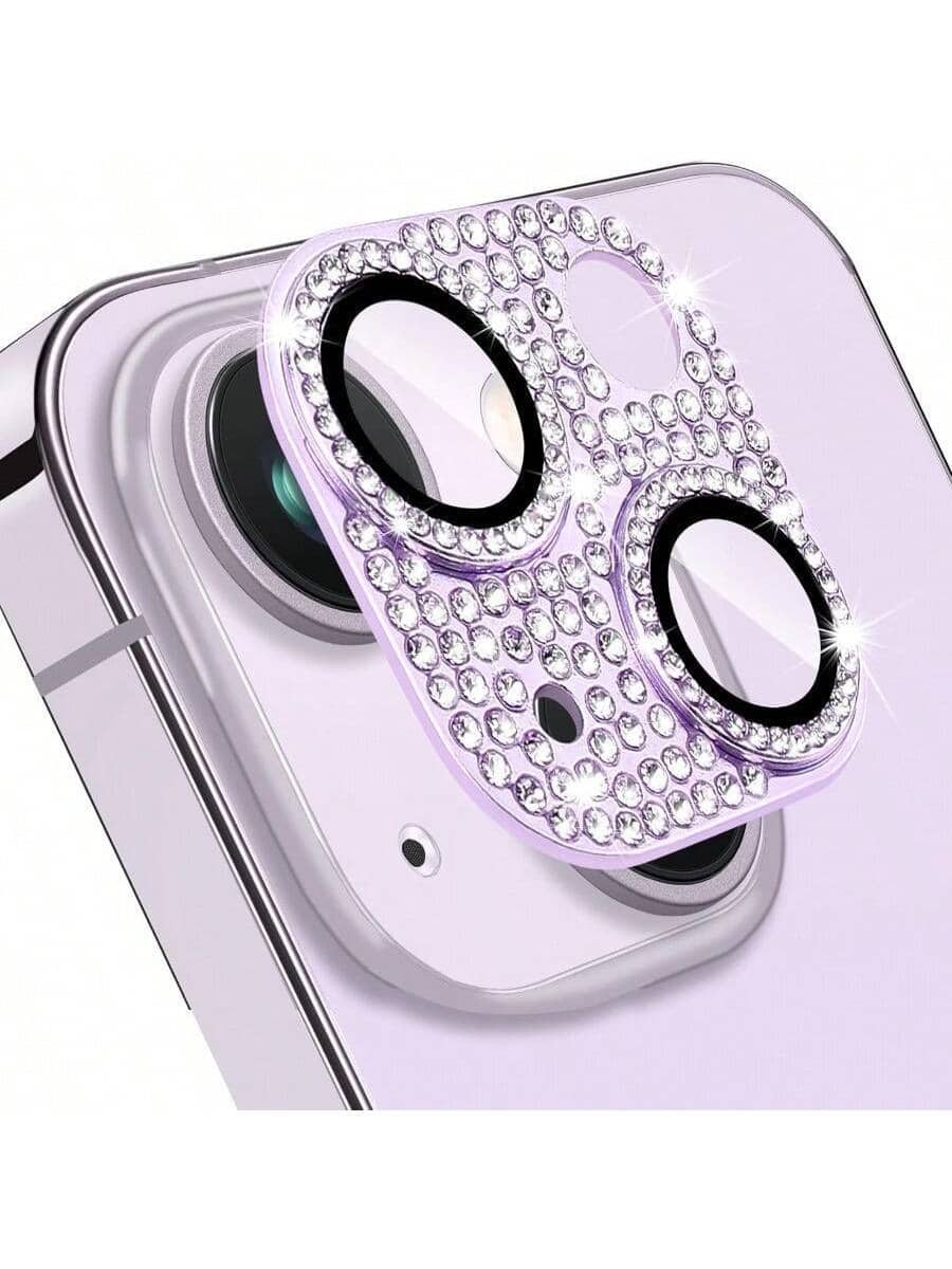 1 件适用于 11/12/13/14/15/16 Pro/Pro Max/Plus 和 13 Mini 相机镜头保护膜，闪亮 3D 水钻闪光水钻 9H 钢化玻璃相机盖防刮防震镜头屏幕全保护套紫色防水防摔防指纹全盖适用于日常防护、办公室、家庭闪亮水晶手机相机盖防刮 - 淺灰紫 - 查看 1