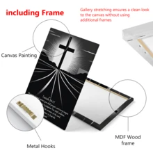 1 pièce Affiche croix noir et blanc, Écriture sainte célèbre, Ésaïe 54:17, pour l'art mural chrétien, versets bibliques, décoration murale noir et blanc, décoration murale, art mural, affiches, à accrocher, convient pour la décoration de la chambre, la décoration de la salle de bain, la décoration du salon, la décoration de bureau, élément de décoration parfait - Matériau canevas (cadre en option)