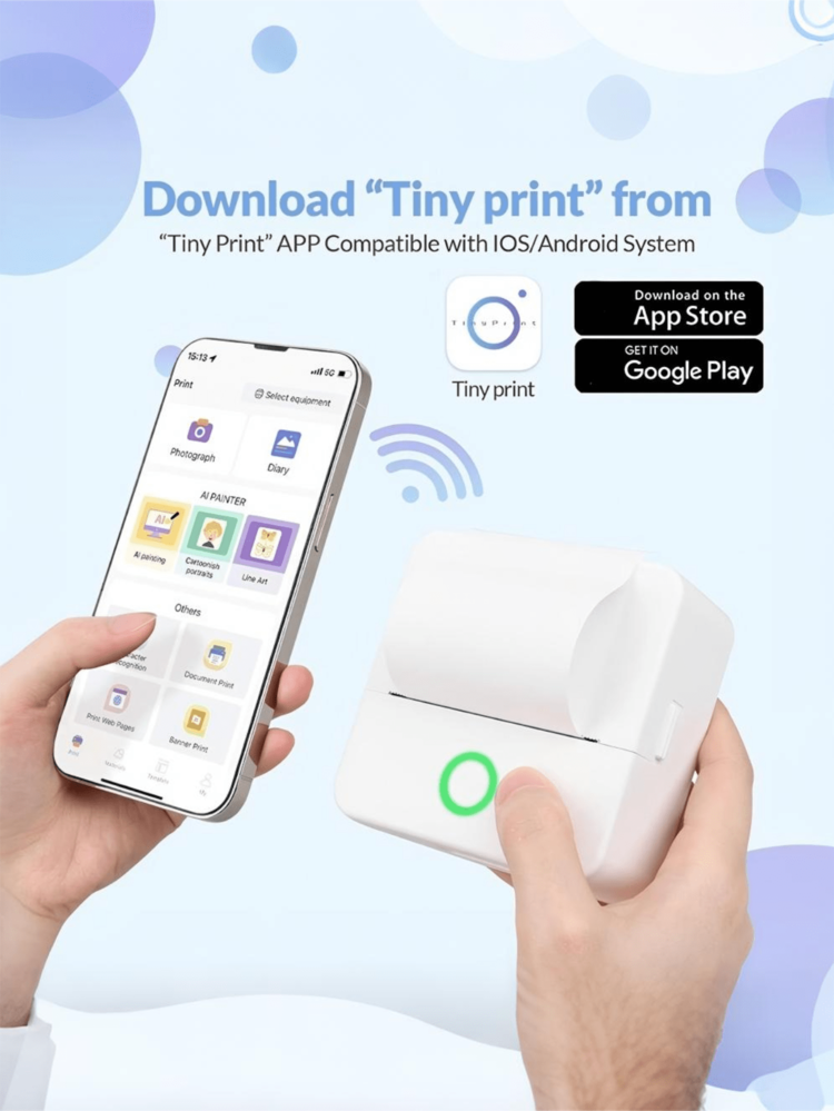 1台便携式迷你无线打印机，小型家用蓝牙照片打印机，无墨热敏打印，一键打印，内容清晰，小巧便捷，即时拍摄、搜索和打印，记录美好瞬间，是送给亲朋好友的完美圣诞节、新年、生日礼物。 - 彩色 - 查看 7
