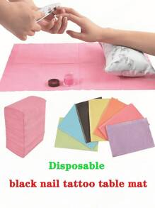 25 tapetes de mesa descartáveis para nail art, pretos/rosa, almofadas dobráveis de 3 camadas, tapete à prova d'água para nail art, tapetes sanitários de mesa, ferramentas para nail art