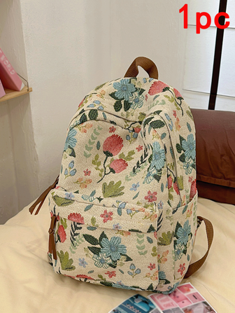 1 Stück, vielseitig, modisch, sehr attraktiv, Nischendesign, frische Handtasche Rucksack, hochwertige Stoffe, Blumenstoff Jacquard, verstellbarer Schultergurt, Laptop Rucksack mit großem Fassungsvermögen, geeignet für den täglichen Arbeitsweg, Einkaufen und Freizeitaktivitäten von Frauen