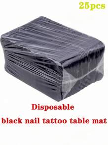 25 tapetes de mesa descartáveis para nail art, pretos/rosa, almofadas dobráveis de 3 camadas, tapete à prova d'água para nail art, tapetes sanitários de mesa, ferramentas para nail art