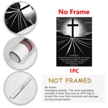 1 pièce Affiche croix noir et blanc, Écriture sainte célèbre, Ésaïe 54:17, pour l'art mural chrétien, versets bibliques, décoration murale noir et blanc, décoration murale, art mural, affiches, à accrocher, convient pour la décoration de la chambre, la décoration de la salle de bain, la décoration du salon, la décoration de bureau, élément de décoration parfait - Matériau canevas (cadre en option)