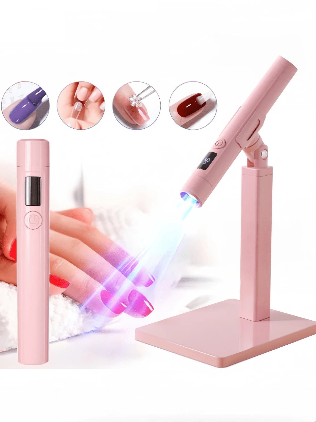 1个桌面UV LED美甲灯/手持UV美甲灯/高功率LED美甲烘干机/专业美甲烘干灯/凝胶美甲灯/凝胶美甲快速固化灯/LED美甲灯/便携式迷你美甲烘干机/凝胶指甲油/美甲凝胶/凝胶USB手电筒/家用DIY美甲护理工具。适合作为圣诞节和新年礼物送给家人和朋友。