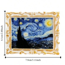 1pc Van Gogh Art Series Fridge Magnet, High-Grade Starry Sky Creative Magnetic Picture Frame Retro 3d Cultural And Creative Decorative Sticker - 1 - Xem 5