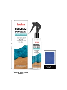 100ml 环氧树脂抛光剂和 100ml 环氧树脂清洁剂（含布），用于表面清洁和去除划痕，无残留液体配方，含小苏打，适用于手工艺和专业项目，香味宜人，适用于多种表面