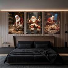 1pc Christmas Home Decoration Canvas Painting - Santa Claus Festive Decoration, Optional Wooden Frame, Exquisite Luxury Decoration, Office Decoration, Picture Living Room Decoration, Holiday Gift Decoration, New Year Hanging Decoration