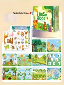 1/4 Libro interactivo ocupado, enriquecimiento de habilidades artesanales, aprendizaje y entretenimiento silencioso, pegatinas desprendibles, desarrollo del poder cerebral, mejora de la destreza manual, pequeño regalo para fiesta de Navidad - Multicolor - Ver 12