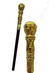 Cetro con cabeza redonda para adultos de Halloween, accesorio de cosplay con cabeza de serpiente, cetro del rey, cetro de mago o bruja, cetro con cabeza redonda enchapado - Multicolor - Ver 2