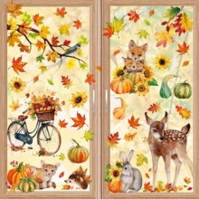 Set de 9 piezas, 6.32 m² de calcomanías para ventanas de otoño - Decoración de Acción de Gracias y otoño con mascotas, calabazas, hojas de arce y girasoles - Calcomanías estáticas reutilizables de PVC para hogar, tienda, fiesta, exhibición de vidrio (11.8 X 7.9 pulgadas), tema estacional de otoño, fácil de usar, para compradores navideños