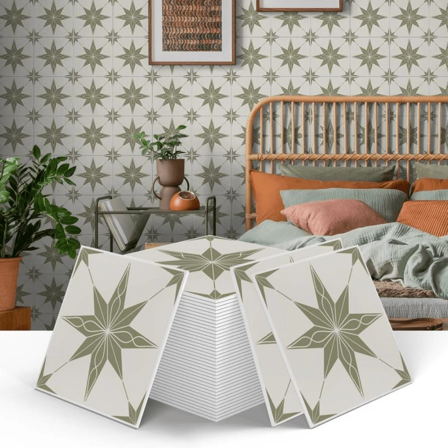 Star Pattern Tile Sticker, Peel & Stick Backsplash Wall Tile Sticker, Self-Adhesive Waterproof Removable Wall Decal For Home Decor, Ornaments, Sticker Tiles, Sticker Decorations, Adhesive Stickers, Decorative Sticker Set