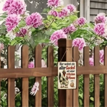 Decoração de Madeira Rústica para Pendurar com Frase em Alemão, Presente para Amantes da Vida no Campo, Decoração de Fazenda, Peça de Decoração Retrô, Decoração de Varanda, Obra de Arte em Estilo Campestre | Design Alegre