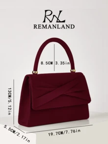 REMANLAND 1个优雅时尚的天鹅绒蝴蝶结手提包，适合女性、大学生、参加派对、舞会、婚礼等场合，是搭配派对礼服的理想之选，也是派对、婚礼、舞会、盛会和宴会的最佳礼物。 - 酒紅色 - 查看 5