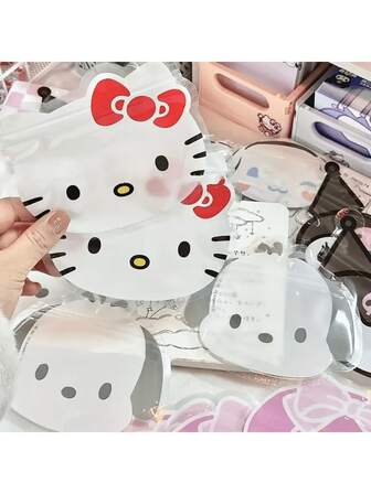 Sanrio 10pcs Cute And Waterproof Storage Bags For Hello-Kitty- Perfect For Desktop Sundries And Cosmetics
