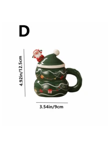 1 圣诞杯陶瓷杯带盖勺大容量马克杯礼物平安夜礼物学生水杯圣诞纪念咖啡杯创意圣诞雪人杯葫芦陶瓷杯牛奶杯圣诞早餐杯带勺圣诞礼物400ml - 彩色 - 查看 11