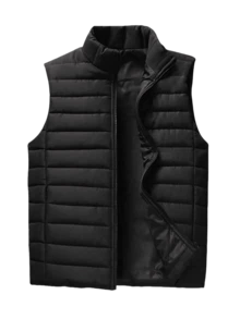 Chaleco acolchado de unicolor con cuello alto para adolescentes, chaqueta sin mangas gruesa casual para exteriores en otoño/invierno