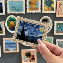 1pc Van Gogh Art Series Fridge Magnet, High-Grade Starry Sky Creative Magnetic Picture Frame Retro 3d Cultural And Creative Decorative Sticker - 1 - Xem 1