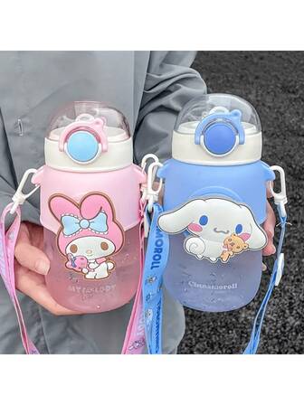  Large Capacity Cute Sanrio Kuromi, Melody Tritan Water Bottle With Straw - Leak-Proof Flip Top, Built-In Filter, Perfect For Outdoor Adventures, Fitness & Travel, & Durable