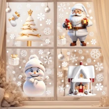 113 piezas Colección de pegatinas navideñas para ventanas - Pegatinas decorativas de vidrio con Papá Noel y temas navideños de colores, adecuadas para celebraciones y decoración del hogar, fáciles de usar, reutilizables, decoración duradera para paredes exteriores, decoraciones navideñas, decoración de habitaciones, decoraciones navideñas para el hogar