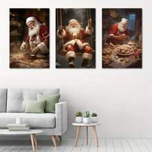 1pc Christmas Home Decoration Canvas Painting - Santa Claus Festive Decoration, Optional Wooden Frame, Exquisite Luxury Decoration, Office Decoration, Picture Living Room Decoration, Holiday Gift Decoration, New Year Hanging Decoration