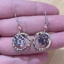 1 Đôi bông tai mặt tròn rỗng phong cách Bohemian cổ điển, quà tặng trang sức dự tiệc thời trang cho nữ - Bạc và Vàng cổ 10 - Xem 6