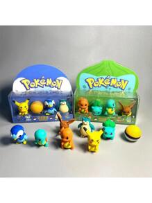 pokemon 8 قطع مجموعة أقلام محو بتصميمات بوكيمون، أشكال حيوانات ومخلوقات متعددة، مواد مناسبة لقرطاسية الطلاب والهدايا والجمع، ألوان زاهية، عملية