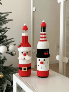 1pc capa de garrafa de papai noel e boneco de neve, decoração de restaurante de férias