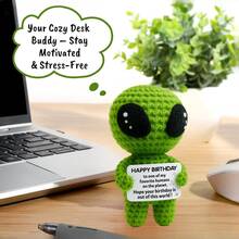 1件手工钩编桌面装饰品，可爱外星人科幻设计，生日、情人节、母亲节、父亲节礼物，送给同事、家人、妈妈、爸爸、姐妹、闺蜜，手工制品，传递正能量，鼓励，毕业典礼、节日、派对小礼物、纪念品 - 彩色 - 查看 8