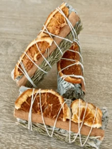Vara de salvia blanca y salvia de canela naranja para limpiar el espacio, eliminar la energía negativa, viene con instrucciones