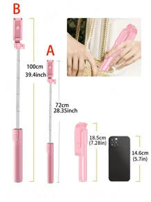 蓝牙自拍杆三脚架，带补光灯和遥控器，适用于大多数智能手机，内置LED灯，便携式可调光LED视频灯，适用于相机和摄像机，可用于Vlog拍摄、自拍、视频录制、Zoom会议、采访、直播、Vlog、家庭聚会、圣诞派对拍摄，也可用于手持自拍和户外活动 - 彩色 - 查看 4