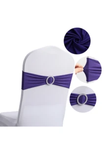 1-100pcs Elastic Chair Back Decorative Covers - Universal Elastic Chair Sashes With Glittery Buckle Sliders, Suitable For Decorating Chair Backs For Birthdays, Weddings, Parties, Events, Hotels - Multicolor - View 31