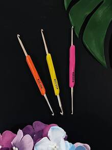 1pc TPR Soft Rubber Double-Ended Crochet Hook, Handcraft DIY Knitting Tool - Multicolor - View 4