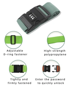 2025 1PC 安全锁行李带 71 英寸长，带 3 位数密码锁，便携且适合旅行
