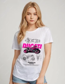 T- Shirt de dama con grafico de ccarros deportivos nuevo, original, chic - Blanco - Ver 1