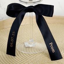Customized Personalized Wine Glass Ribbon, Customized Wedding Champagne Flute Bow Personalized Satin Ribbon Name, Beverage Name Tag, Name Place Card, Personalized Satin Ribbon Bow (With Name) Wedding Table Decor Ribbon - Multicolor - View 5