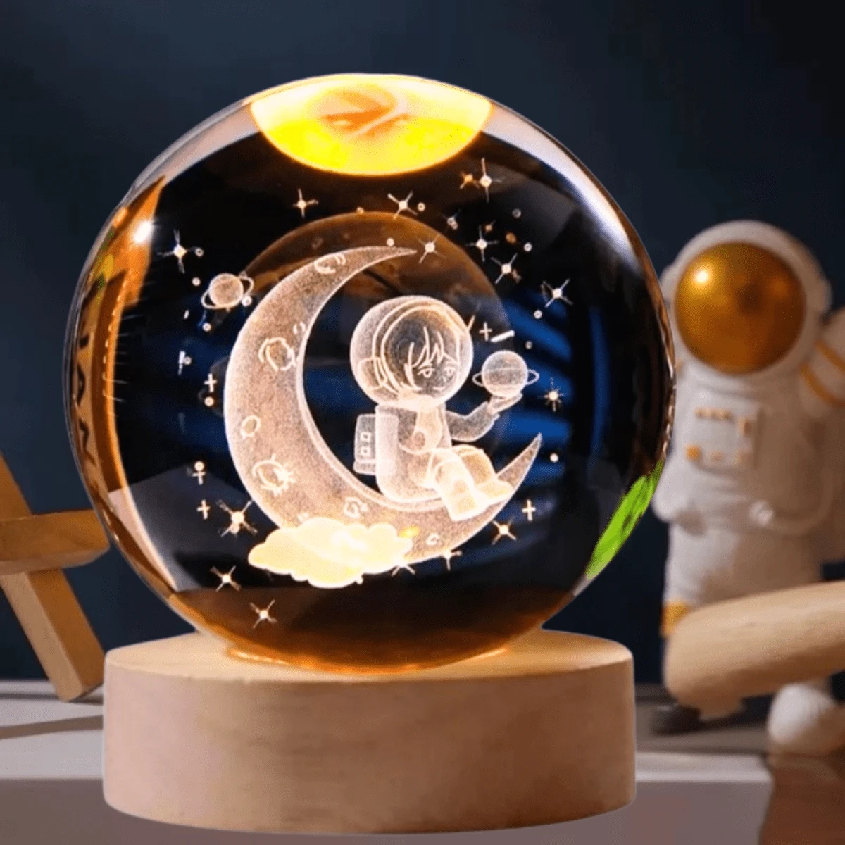 Decorative Lamp For Cozy Bedroom Crystal Ball Table Lamp Globe Decoration Luxury - Astronaut - View 1