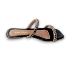 Sandália rasteirinha feminina tiras de Strass Brilho