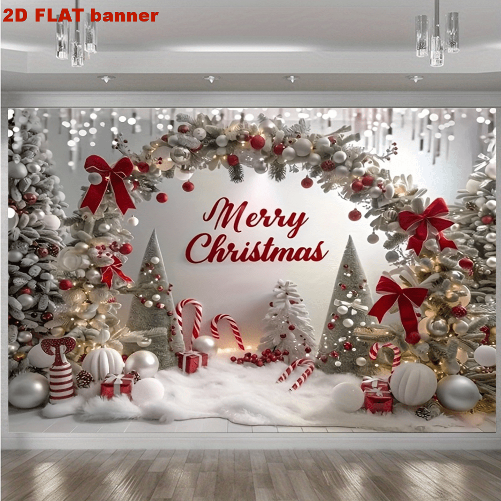 2D Flat Christmas Magic Christmas Wonderland Backdrop, Durable Polyester Fabric With Colorful Snowy Landscape Trees, Vibrant Decor And Sparkling Lights, No Power Needed For Indoor/Outdoor Party, Home Garden, Work