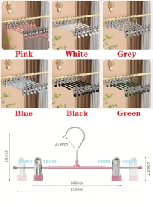 1/5/10 Pcs Non-Slip Coated Pant Rack, Stainless Steel Trouser Hanger, Drying Pant Organizer, Thickened Multi-Function Pant Clips, Wardrobe Storage, White - Regular Size - Pink - View 7