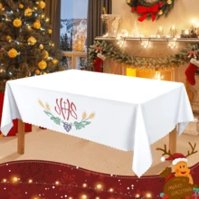 1pc Communion Tablecloth, JHS Design, Colorful Wheat & Grape Pattern, 54X108inch, Washable Polyester, Rectangular, Suitable For Autumn, Thanksgiving, Christmas, Communion, Birthday Party, Church Celebration, Family Gathering Decor