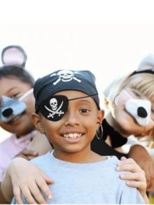 2pcs/12pcs Vintage Pirate Captain Hat & Eye Patch - Skull Pattern Fabric Accessories, Suitable For Cosplay, Halloween Decoration - Multicolor - View 5