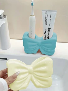 1 buc Suport pentru periuță de dinți cu fundă asimetrică în stil nordic, suport pentru periuță de dinți electrică, suport pentru depozitarea machiajului, organizator pentru periuță de dinți, raft decorativ pentru biroul de acasă, decor estetic pentru cameră, decorare pentru casă, organizare care economisește spațiu, accesorii pentru bucătărie, baie, dormitor