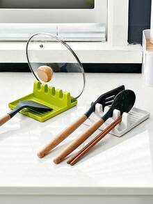 1 件/3 件硬塑料餐具架，带滴水垫，适用于勺子、汤匙、钳子、铲子等厨房用具、厨房用具、厨房配件、家庭厨房用品、多功能厨房锅盖架铲子收纳架、多功能折叠锅盖架、勺子架、耐热盖架、厨房配件用具架。 - 1件套 - 查看 4
