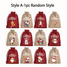 12 pezzi Borse regalo in iuta per Natale con laccio, 10x14cm, decorate con Babbo Natale e folletti, adatte per gioielli, caramelle e piccoli regali, perfette per feste natalizie e decorazioni natalizie, regali di Natale